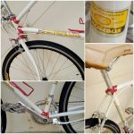 Collage of frame of Ferrari vintage road bike